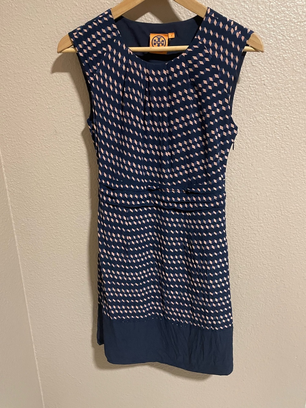 Tory Burch Navy and Blush Sleeveless Sheath Dress
